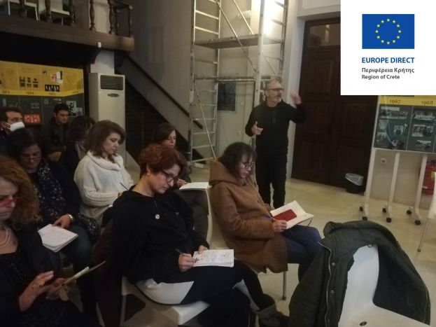 Εργαστήριο κινηματογραφικού σεναρίου διάρκειας δώδεκα (12) ωρών με τίτλο: Καμία πατρίδα για τους εκπαιδευτικούς με την υποστήριξη του Europe Direct της Περιφέρειας Κρήτης