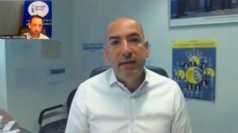 Παρακολούθηση του Europe Direct της Περιφέρειας Κρήτης της διαδικτυακής ενημέρωσης από τον Επικεφαλής του Δικτύου των Europe Directs στα κράτη μέλη της ΕΕ Alessandro Giordani.